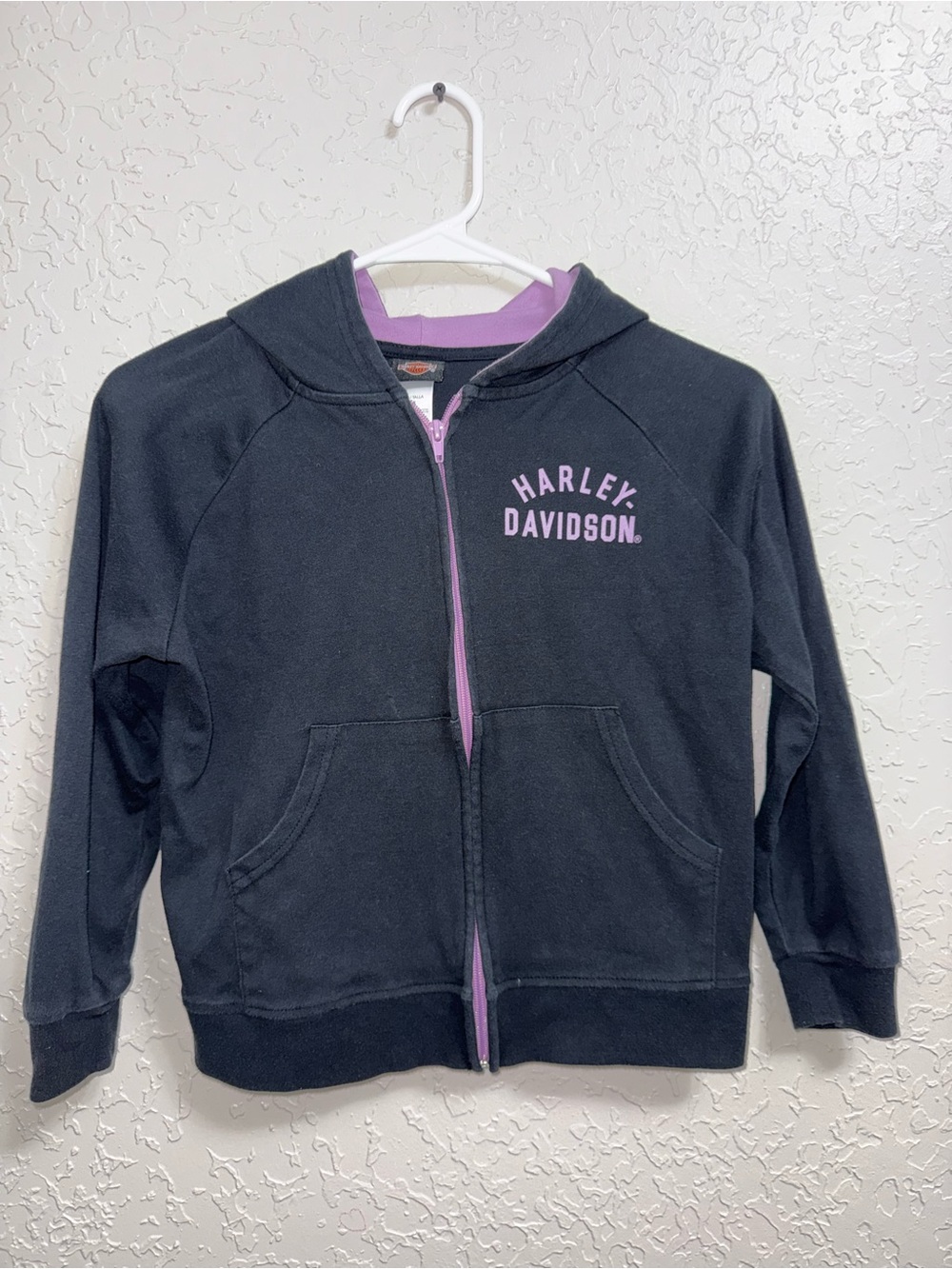Harley-Davidson Black Zip Hoodie with Pink Trim